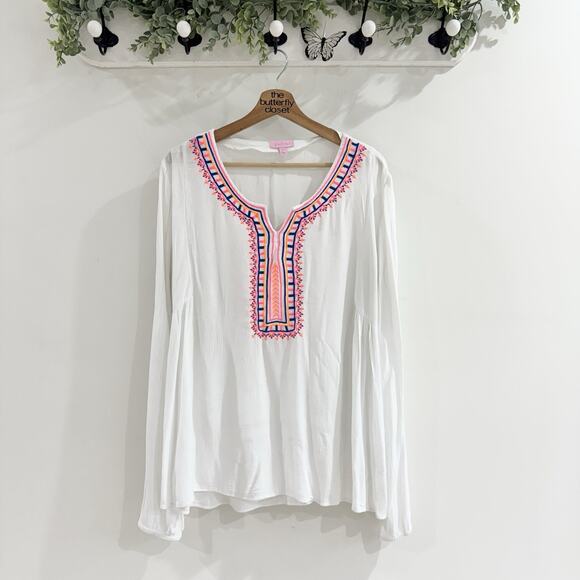 Lilly Pulitzer Tops - Lilly Pulitzer Dahle Tunic Neon Embroidery Size Large O14